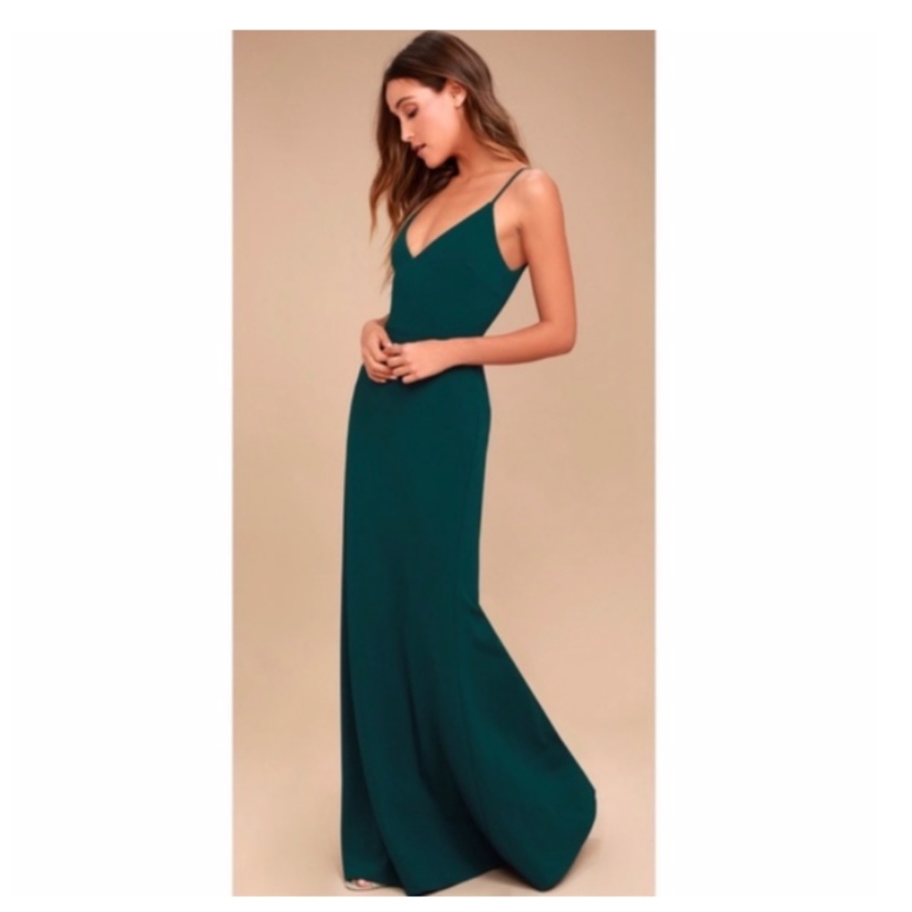 Lulu's Infinite Glory Forest Green Maxi Dress
